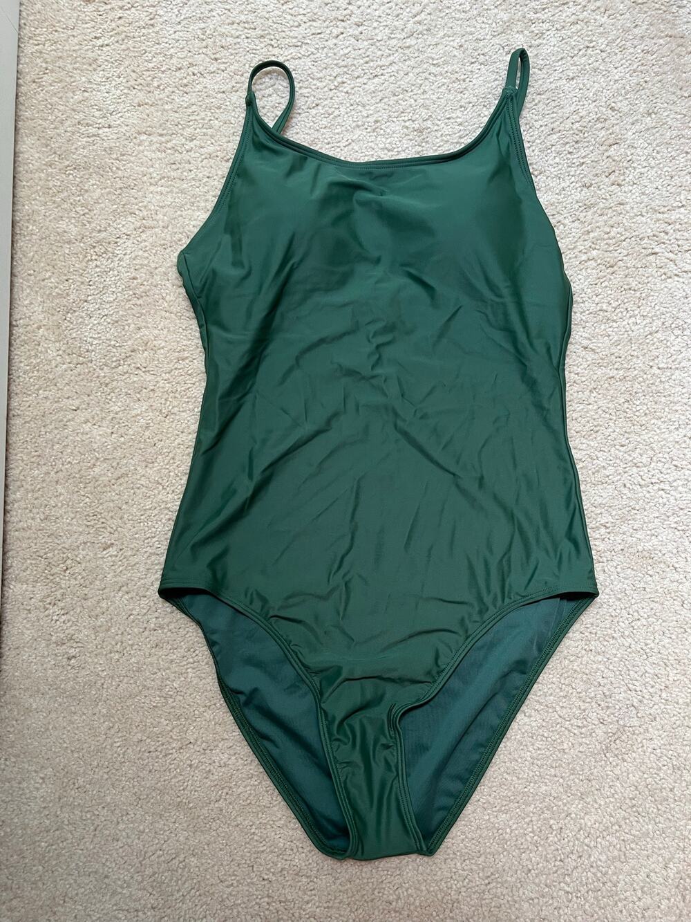 NEW Quince Italian Cami One-Piece Swimsuit Palm Green Bathing-suit Women's M